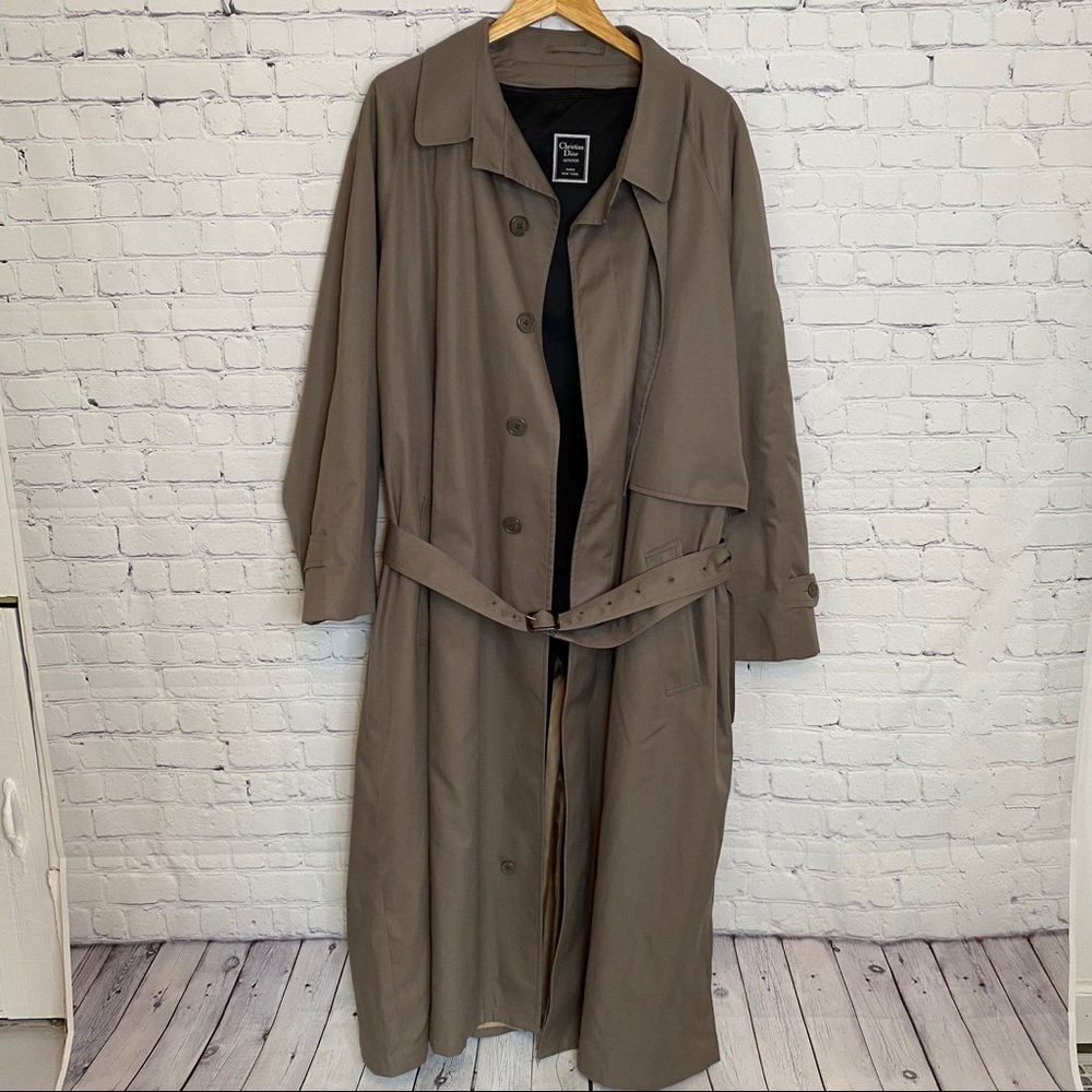 Vintage CHRISTIAN DIOR tan wool trench coat 52XL